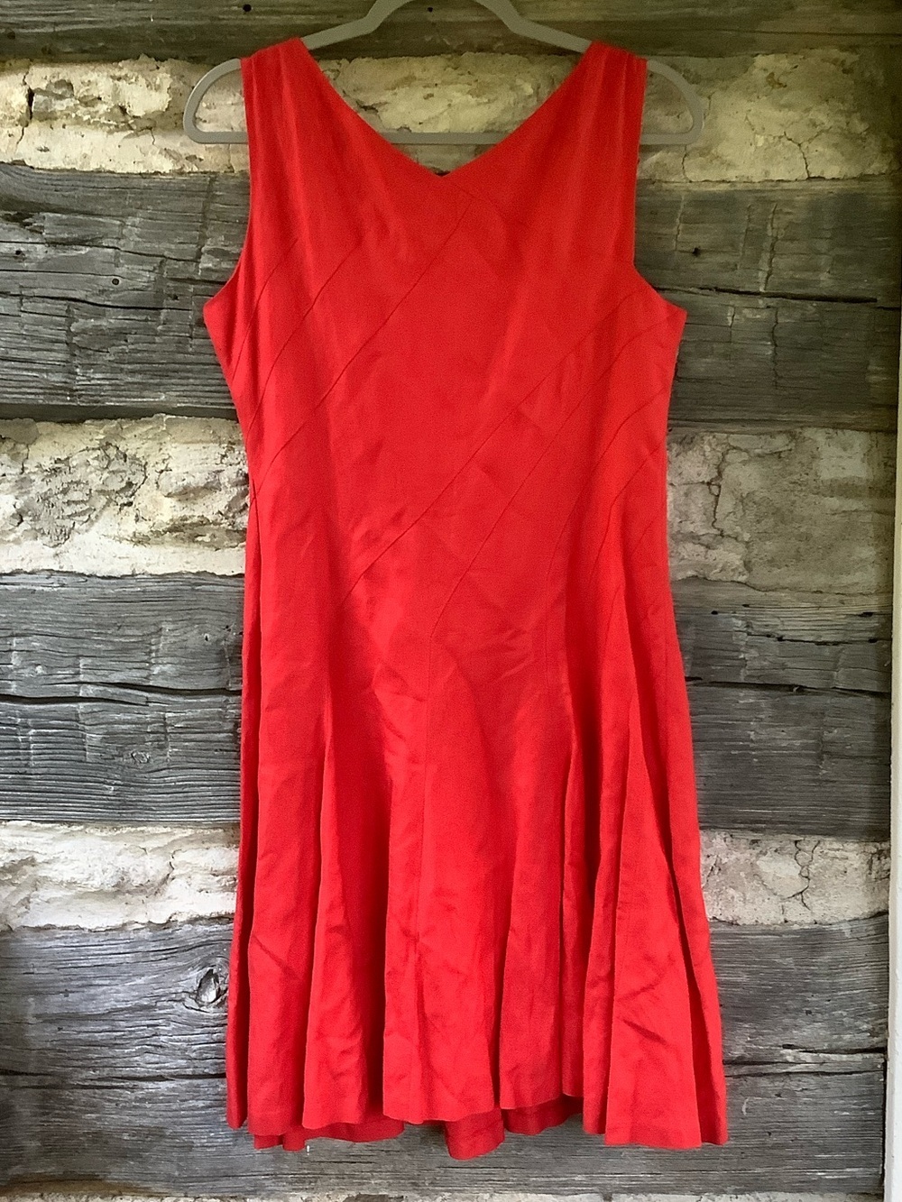 Calvin Klein Coral-Red Sleeveless Midi Dress - Picture 5 of 7